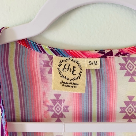 Southern Grace Headin’ South Sheer Aztec Tie Dye Kimono Size Small - Picture 6 of 6